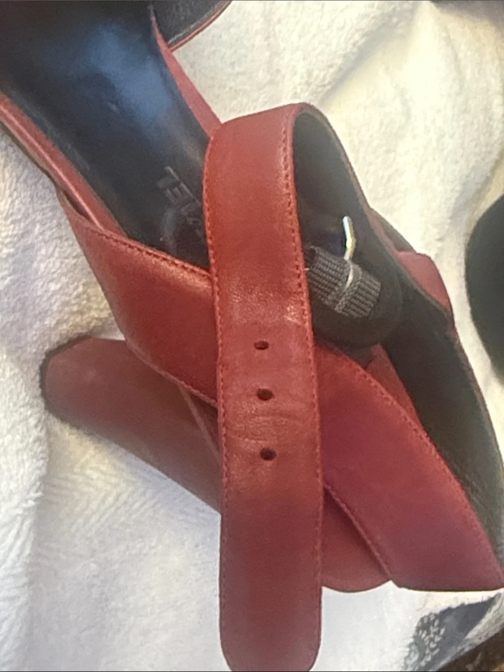 Sonia Rykiel Burgundy Studded Peep-Toe Block Heels with Ankle Strap